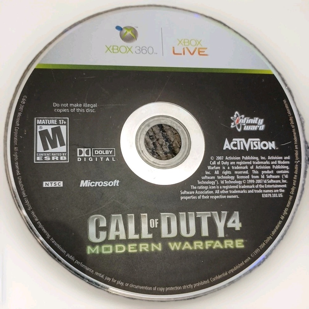 Xbox 360 Call of Duty 4 Modern Warfare GOTY Edition Disc Only 2008 NTSC M